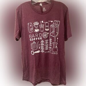 Bella Canvas Maroon Graphic Tee - Portland ME Bard coffee - NWOT